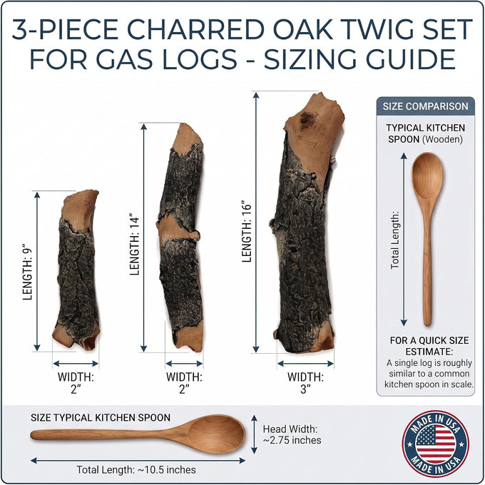 Midwest Hearth Gas Logs Deluxe Decorative Branch and Twig Set | Cast from Real Logs and Hand Painted in USA (Oak 3-Piece)
