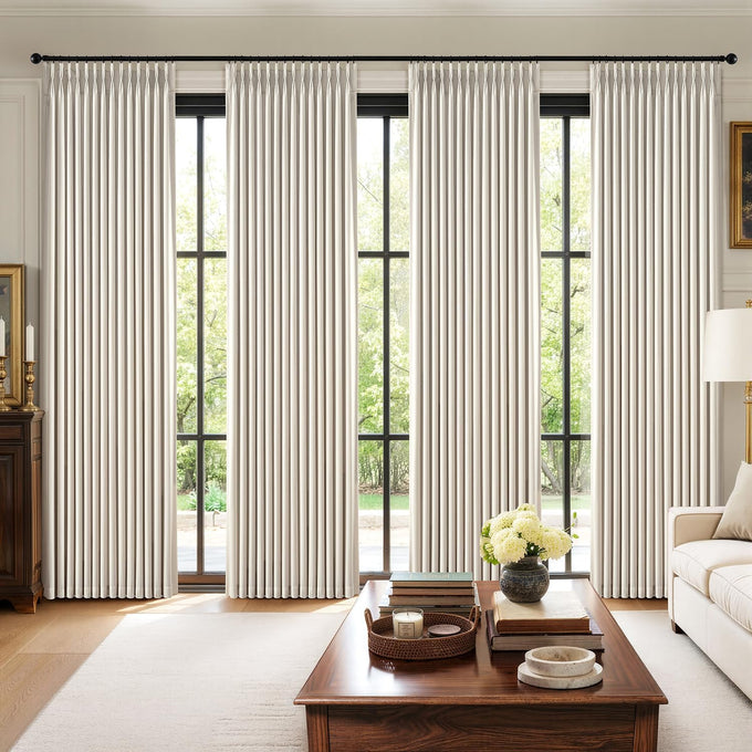 MIULEE Pinch Pleated 100% Blackout Curtains 40"x90" Long Birch 4 Panels Set