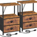 LOAKEKEL Nightstands Set of 2, Night Stand with Charging Station