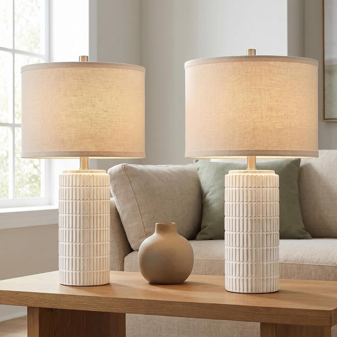 AIEAMPDO 23'' Set of 2 Modern Ceramic Table Lamps for Living Room Bedroom