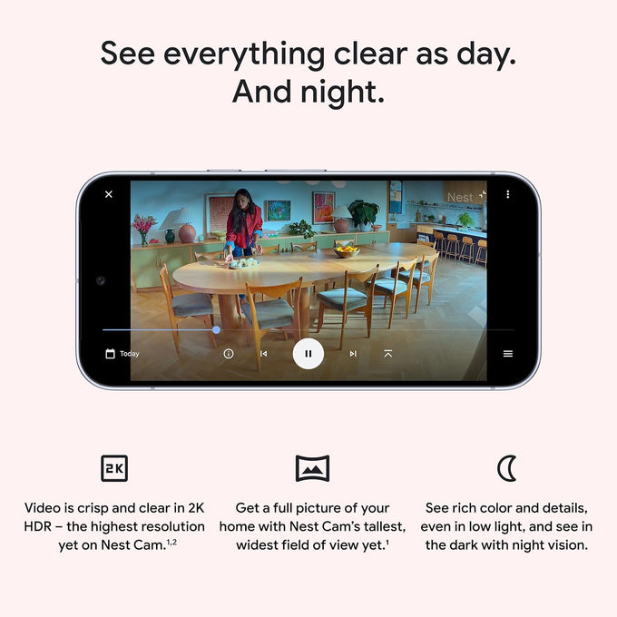 Google Nest Cam Indoor (Wired, 3rd Gen) - Security Camera - 2025 - Snow