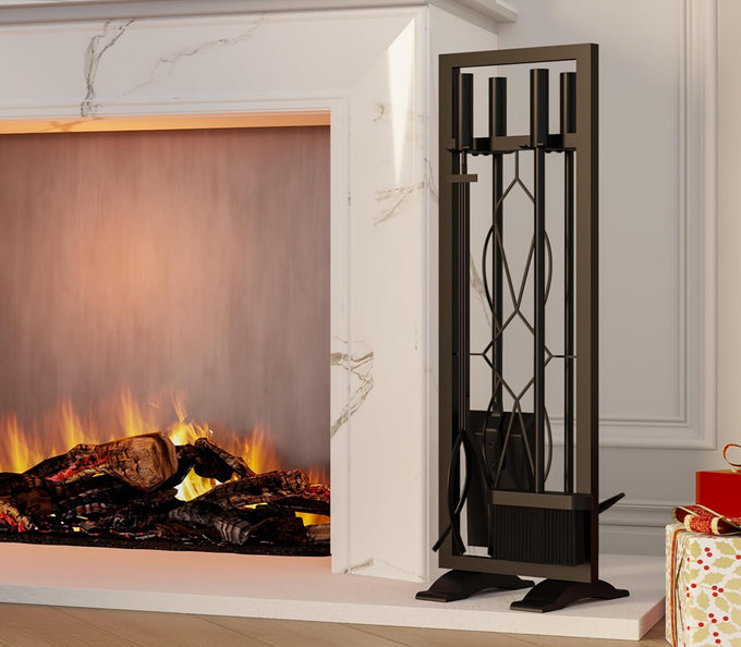 Fire Beauty 5-Piece Wrought Iron Indoor Fireplace Tools Set for Wood Stove