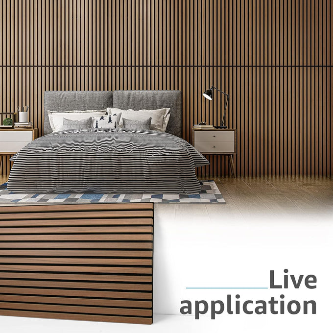 Art3d 2-Pack Fluted Acoustic Wood Slat Wall Panel, 47.2 x 23.6 Inch, Walnut