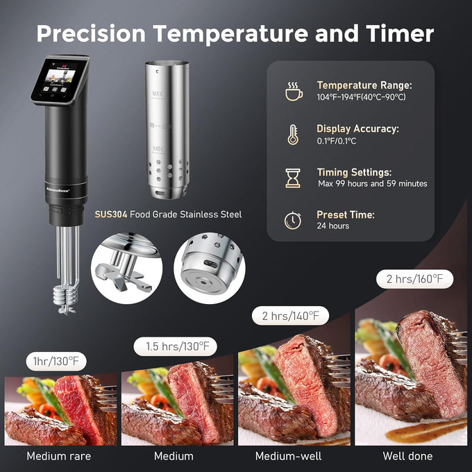 KitchenBoss WiFi Sous Vide Cooker Ultra-quiet 1100W Sous Vide G330