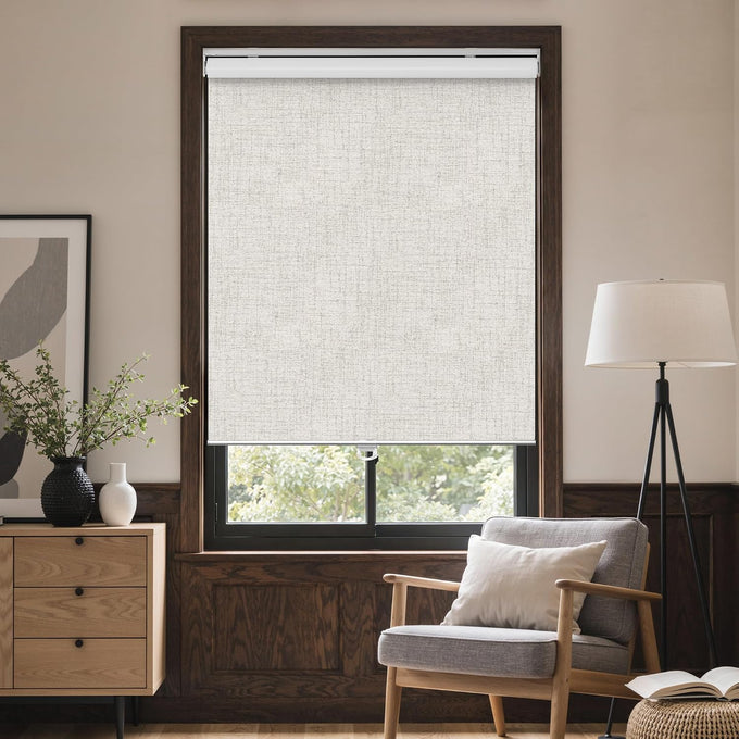 GENIMO Cordless Blackout Roller Shades, 53" W X 72" H, Ivory White