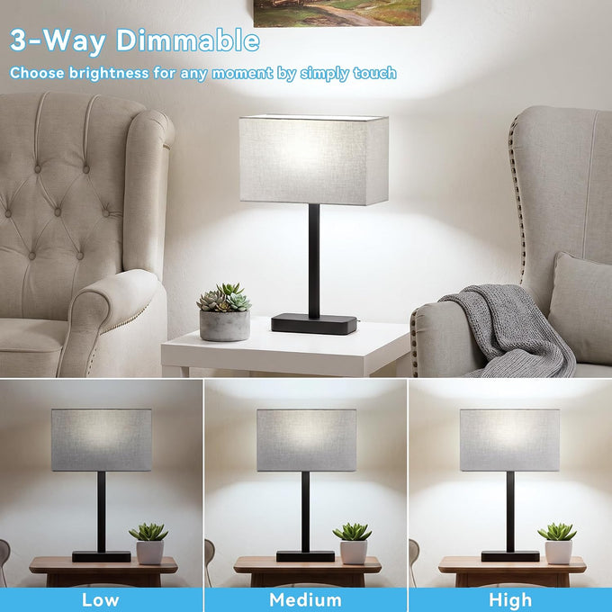 Touch Lamps for Nightstand Set of 2, Lamp for Bedroom Living Room with USB