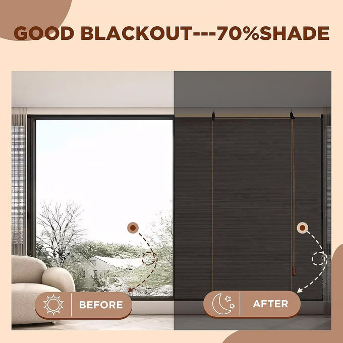 Bamboo Blinds for Interior Windows, 48"W X 63"H Bamboo Roller Shades Indoor