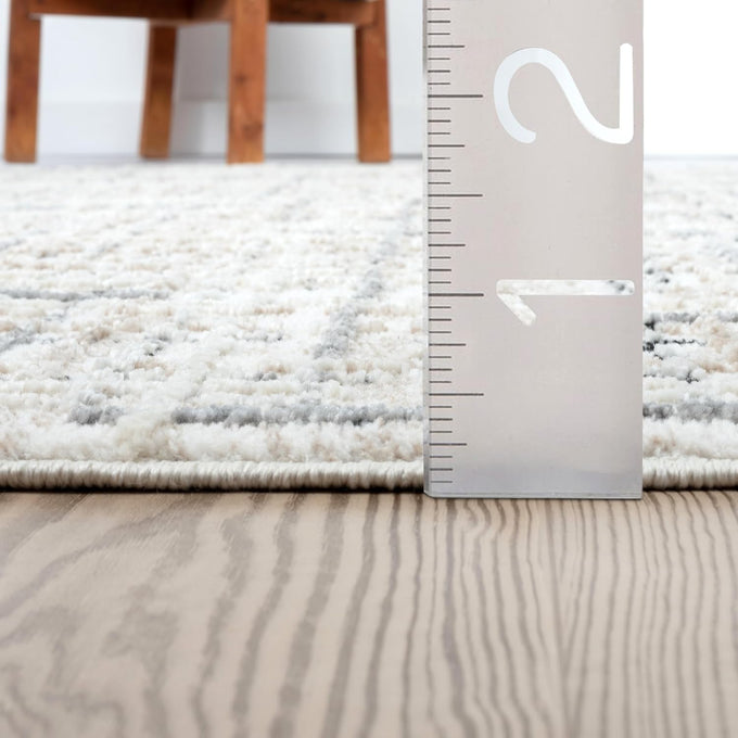 Abani Grey Area Rug for Living Room, Bedroom - Crosshatch Pattern- 4' x 6' -Durable & Easy to Clean