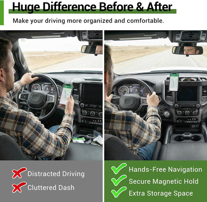 5" 8.4" Screen Phone Holder for 2019-2026 Dodge Ram 1500-3500 w/12V Outlet