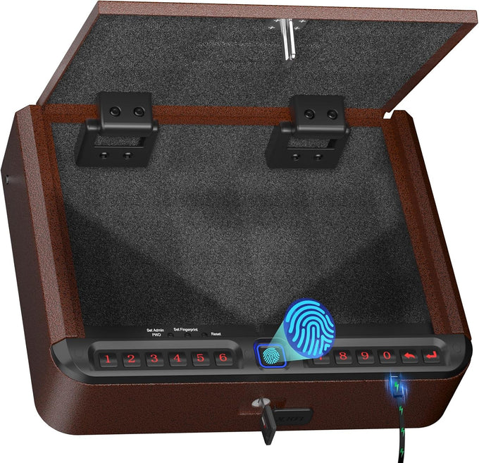 BILLCONCH Smart Gun Safe with Fingerprint, App, Keypad,LCD& Security Cable