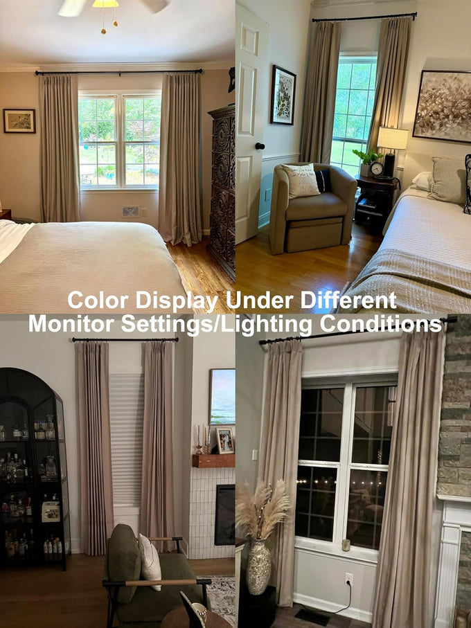 Vision Home Sand Pinch Pleated Full Blackout Curtains Linen Blended Room Darkening Window Curtains 84 inch for Living Room Bedroom Thermal Insulated Pinch Pleat Drapes with Hooks 2 Panel 40" Wx84 L