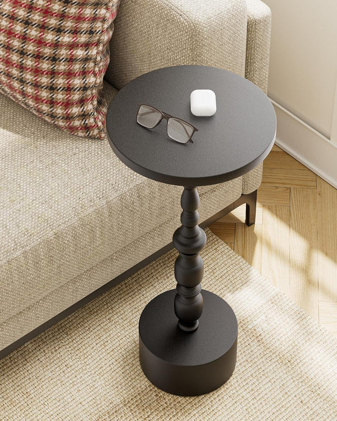 25" End Table, Art Deco Martini Side Table for Living Room, Black