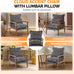 VINGLI Mid-Century Modern Cloud Accent Armchair with Lumbar Pillow, 6.3'' Thick Seat Cushion Comfortable Reading Chair with Wooden Armrests，Boho Lounge Chair for Bedroom, Living Room, Chenille, Grey