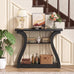 Wood Console Table, 3-Tier Accent Sofa Table (Black)