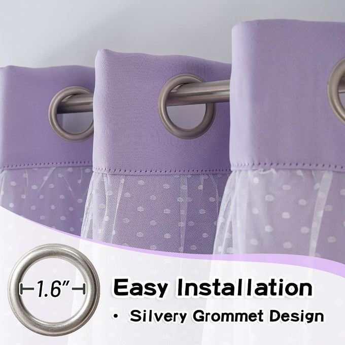 MYSKY HOME Lavender Curtains for Girls,Lilac Purple 52x90,2 Panels