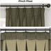 Faux Linen Pleated Curtains for Bedroom (1 Panel) - 25W x 84L, Khaki Green