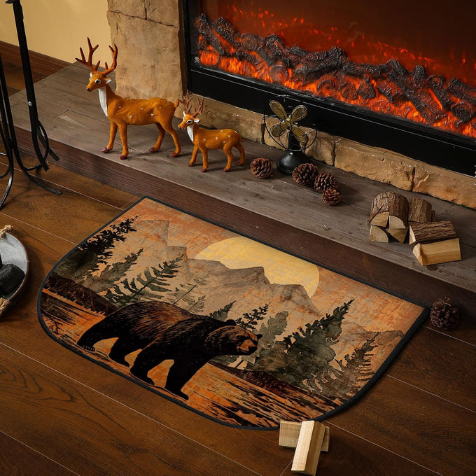 Demissle Fireplace Hearth Rug, Bear, 24 x 59 Inch