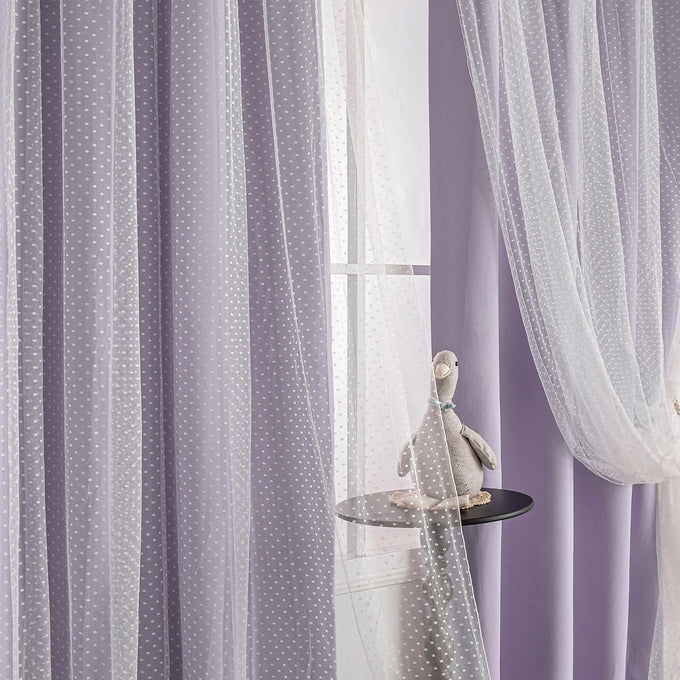MYSKY HOME Lavender Curtains for Girls,Lilac Purple 52x90,2 Panels