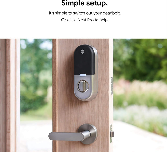 Google Nest x Yale Lock - Tamper-Proof Smart Lock for Keyless Entry - Keypad Deadbolt Lock for Front Door - Satin Nickel