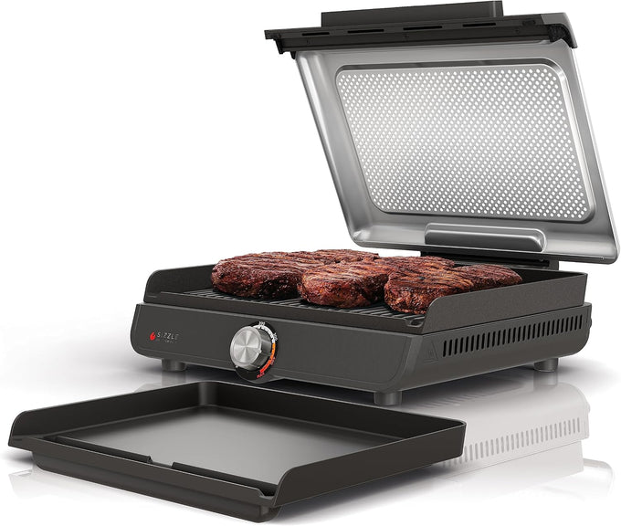 Ninja® Sizzle™ Indoor Grill & Griddle, 14'', 500°F, Grey/Silver, GR101