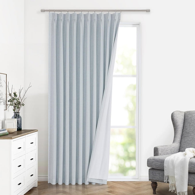 Vision Home Sand Pinch Pleated Full Blackout Curtains Linen Blended Room Darkening Window Curtains 84 inch for Living Room Bedroom Thermal Insulated Pinch Pleat Drapes with Hooks 2 Panel 40" Wx84 L