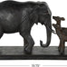 Deco 79 Resin Elephant Decorative Sculpture Walking Home Decor Statue with Dark Brown Deer, Accent Figurine 20" x 6" x 11", Black