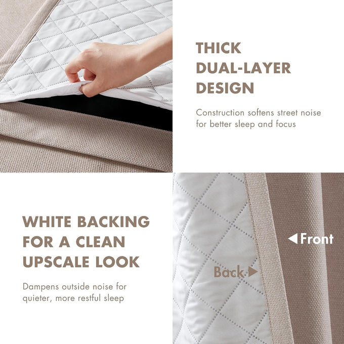 Madison Park Blackout Curtains, 2-Layer Noise Blocking, 2-PK 52x108 Linen