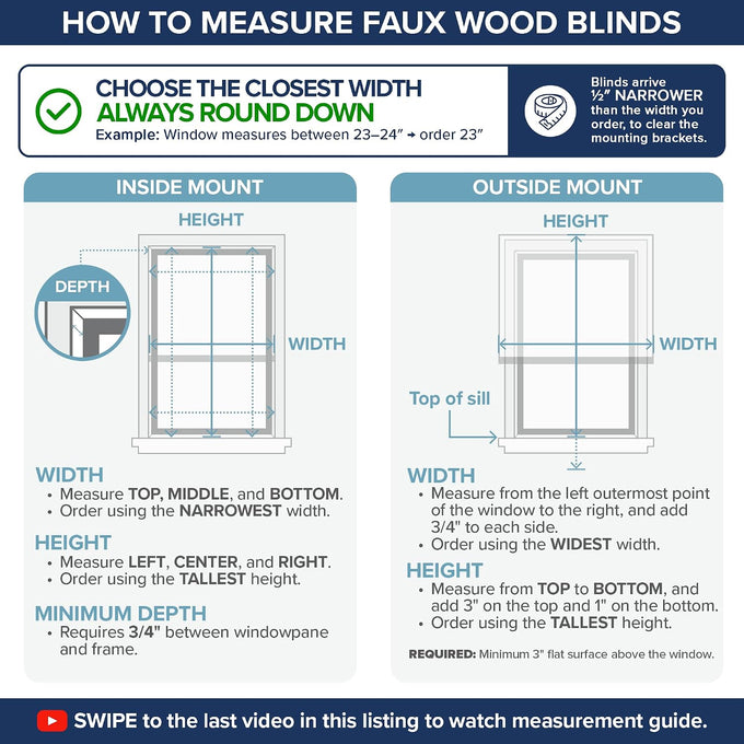LEVOLOR Basics Cordless Faux Wood Blinds for Indoor Windows, 34" x 72"