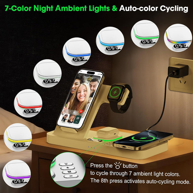 Dual Phone Foldable Wireless Charging Station for Apple, Couple&Family Use