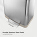 EKO Hudson Matte Stainless 75 Liter/20 Gallon Step Trash Can with Rear Trash Bag Storage Compartment