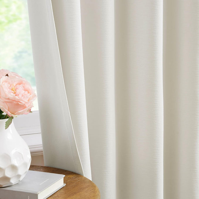 Kayne Studio Grayish White Velvet Pinch Pleated Back Tab Curtains 112 Inch