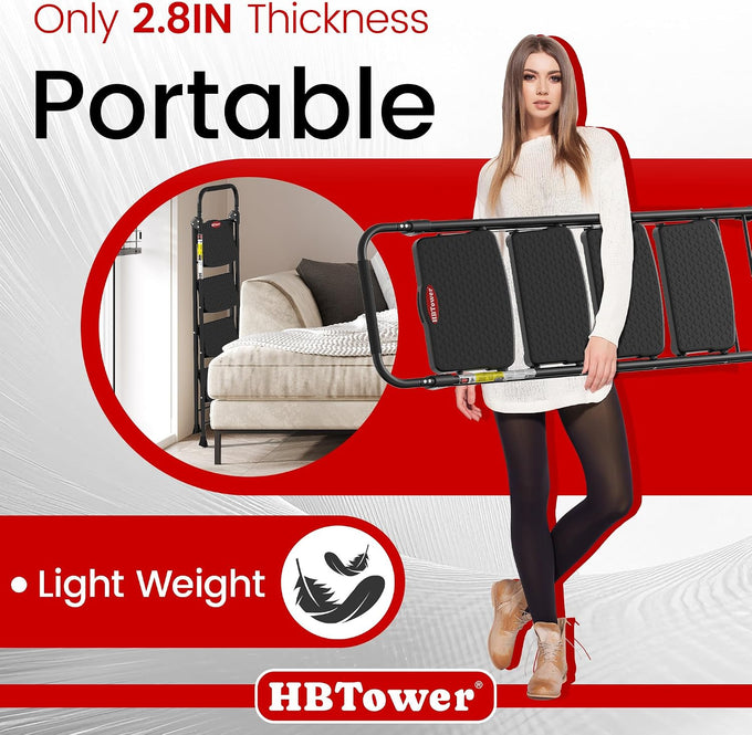 HBTower 4 Step Ladder, Step Stool Foldable with Wide Anti-Slip Pedal