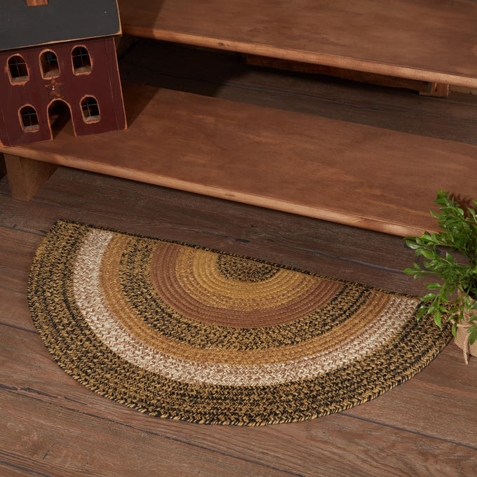 VHC Brands Kettle Grove Primitive Jute Black Striped Accent Rug Rectangle w/Floor Pad 24"x36"