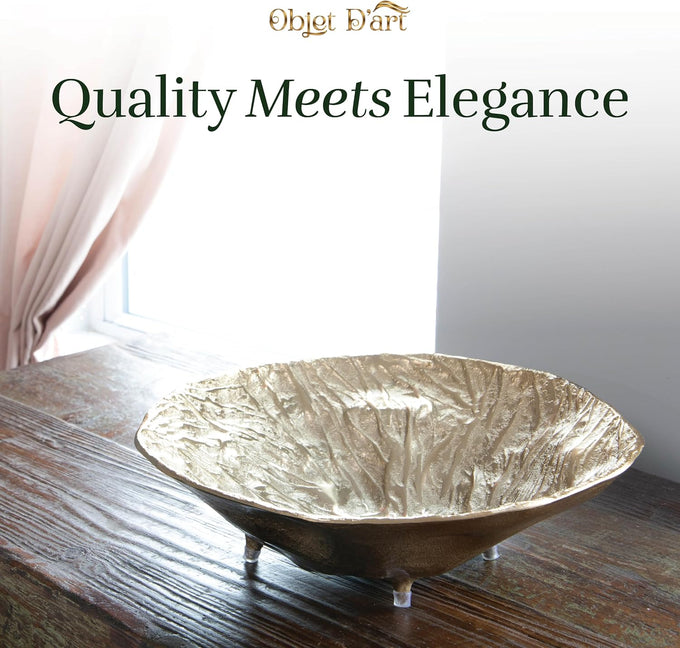 OBJET D'ART Emory Decorative Round Gold Bowl, Set of 2