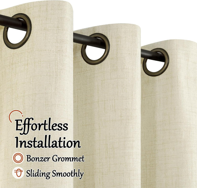 Lajode Cream Linen Blackout Curtains 84 Inch Long Each 60 Wide 2 Panels