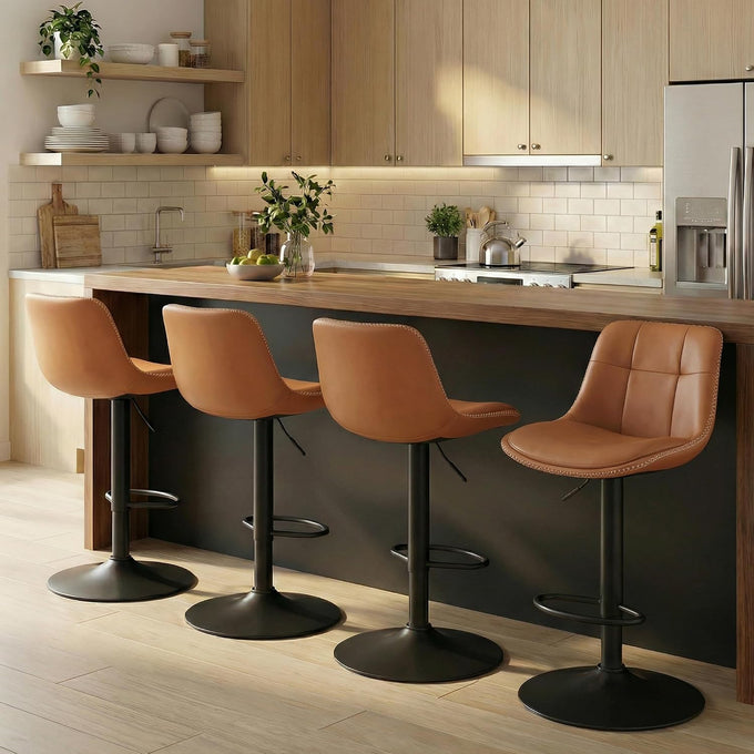 VASAGLE Bar Stools Set of 4, Swivel, Adjustable Height, Quilt