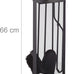 Relaxdays 5-Piece Fireplace Companion Set Cast Iron Utility Accessories, Modern, Stand, Tongs, Shovel, Poker and Broom, Grey, 15 x 23 x 66 cm