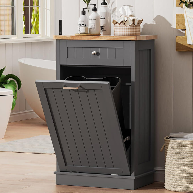 AHB 13 Gallons Tilt Out Trash Cabinet,for Kitchen Living Room, Grey
