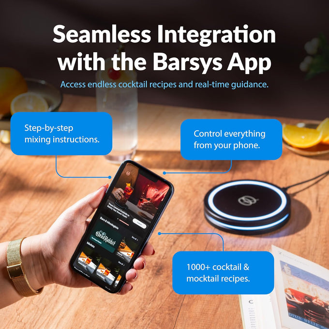 Barsys Smart Coaster 2.0 (Black) – Portable Cocktail Maker & Drink Mixer