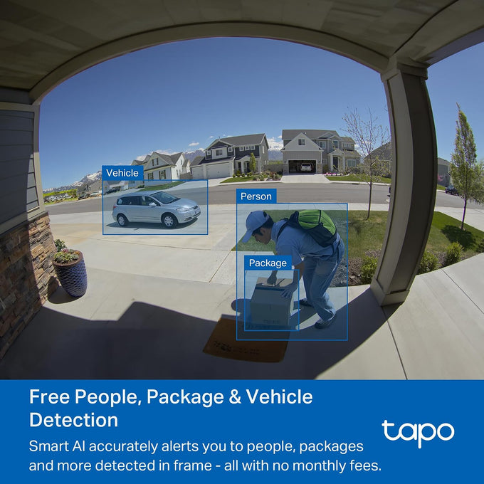 Tapo 2K+ Wired or Battery Powered Smart Video Doorbell with Chime, D225