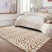 Ompaa Ultra Soft Shaggy Rugs Memory Foam Bedroom Carpet, Beige 7 x 10 Feet Large, Plush Geometric Textured Area Rugs for Living Room Couch Dorm Bedside Kids Girls Teens Room Nursery Decor Floor Mat