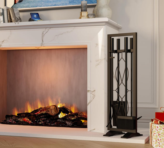Fire Beauty 5-Piece Wrought Iron Indoor Fireplace Tools Set for Wood Stove