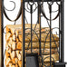 Kingson Firewood Rack Indoor Wood Holders Fireplace Tool Rack Outdoor Log Holder Rack Lumber Storage Stacking Fireplace Tools Set Wood Stove Accessories Black