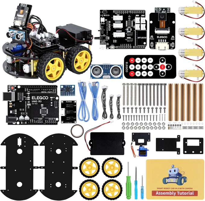 ELEGOO UNO R3 Smart Robot Car Kit V4 with Camera, Compatible with Arduino