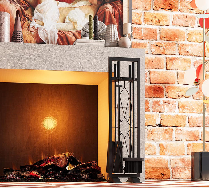 Fire Beauty 5-Piece Wrought Iron Indoor Fireplace Tools Set for Wood Stove