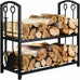 FEED GARDEN 29" Firewood Rack with 4-Piece Fireplace Tools, Indoor Outdoor