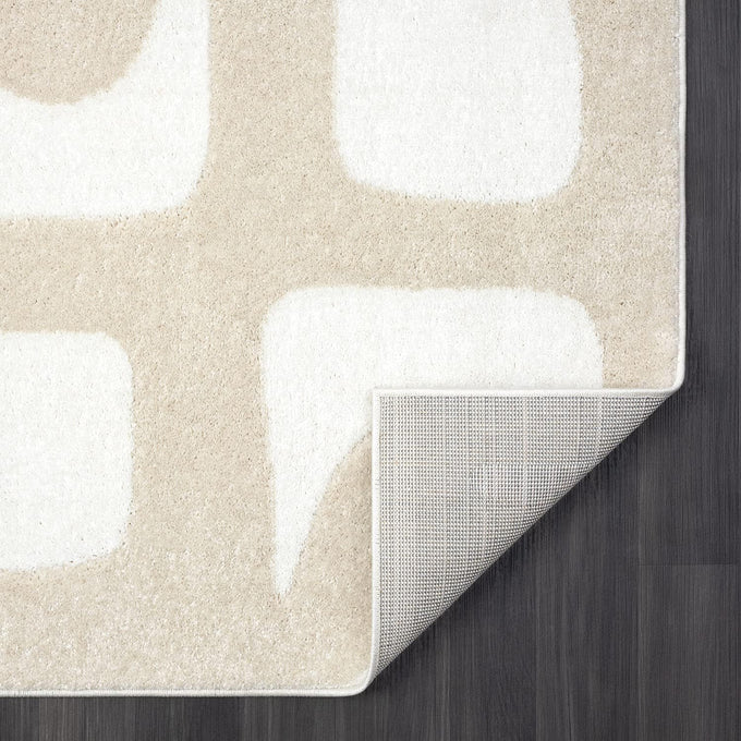 Abani Nuevo Collection Area Rug - Modern Geometric Beige/Cream Design - 4'x6' - Easy to Clean - Durable for Kids and Pets - Non-Shedding - Medium Pile - Soft Feel - for Living Room, Bedroom & Office