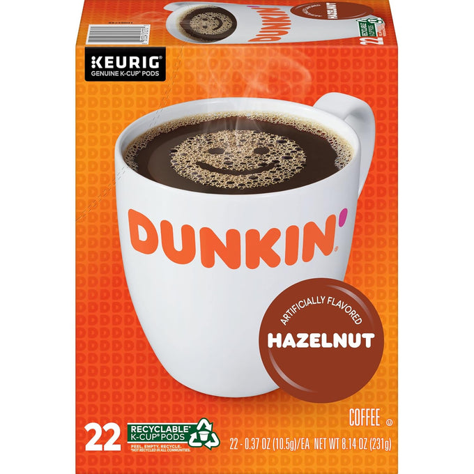 Dunkin’ Hazelnut Artificially Flavored Coffee, Keurig K-Cup Pods, 88 Count
