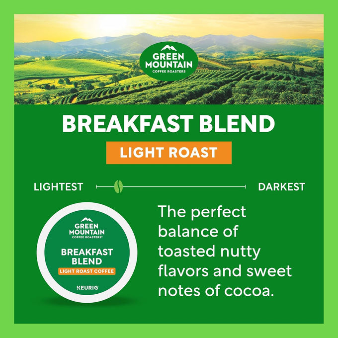 Green Mountain Coffee Roasters Breakfast Blend Single-Serve Keurig K-Cup Pods, Light Roast Coffee, 96 Count