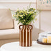 Ceramic Flower Vase with Handles, Modern Brown Striped Decorative Vase for Home Decor, 9.1" Art Floral Tall Flower Vases for Living Room & Kitchen, Mantel & Bookshelf, Centerpieces, Entryway